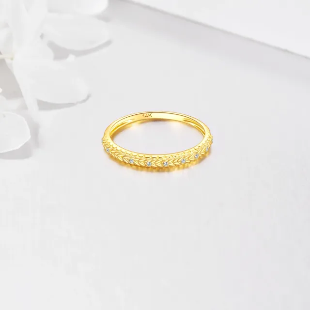 14K Gold kreisförmig Cubic Zirkonia Blätter Ring-2