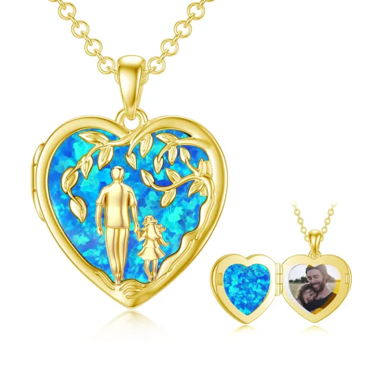 Collana con medaglione in oro 10K con albero della vita e foto personalizzata