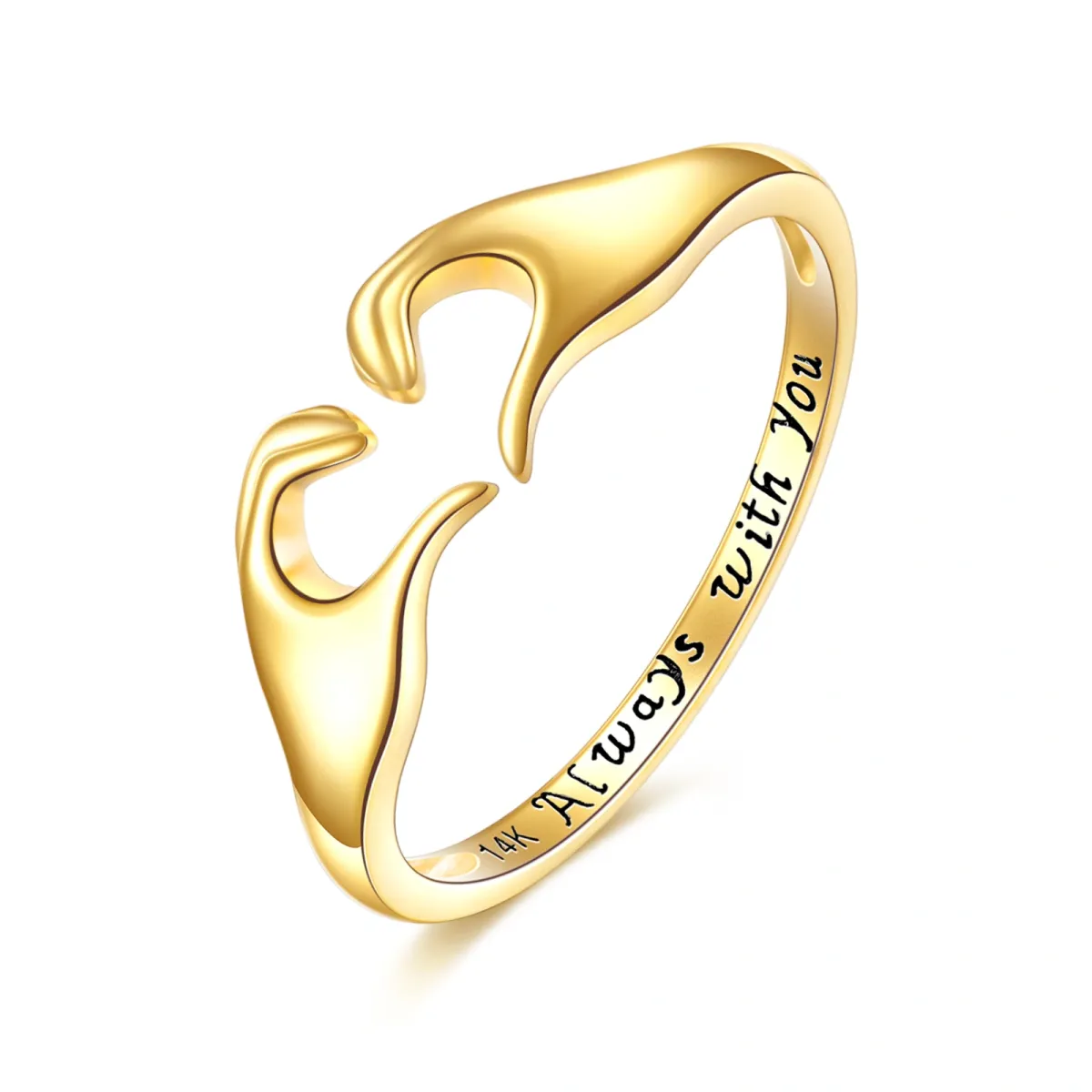 Anillo Abierto Corazón Oro 14K-1