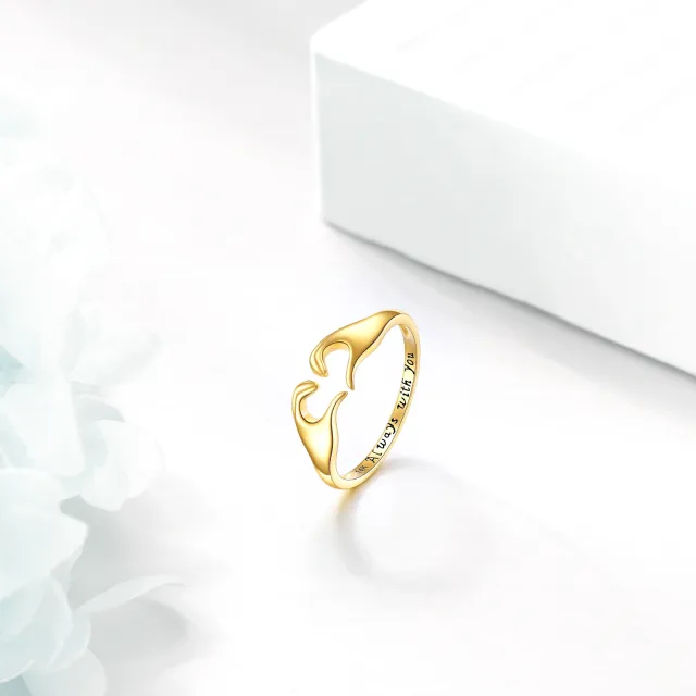 Bague ouverte en or 14K avec cœur-3