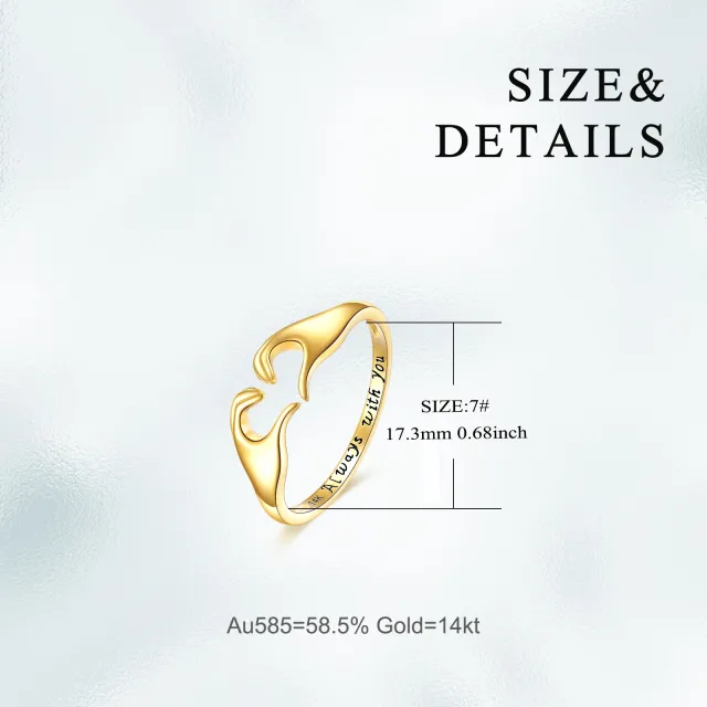 14K Gold Herz offener Ring-4