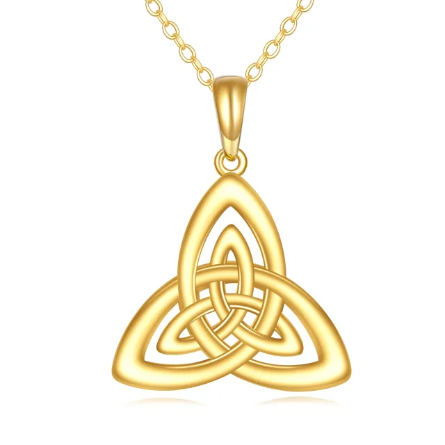 Collier à pendentif nœud celtique en or 14K-0