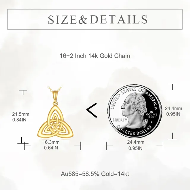 Collier à pendentif nœud celtique en or 14K-4