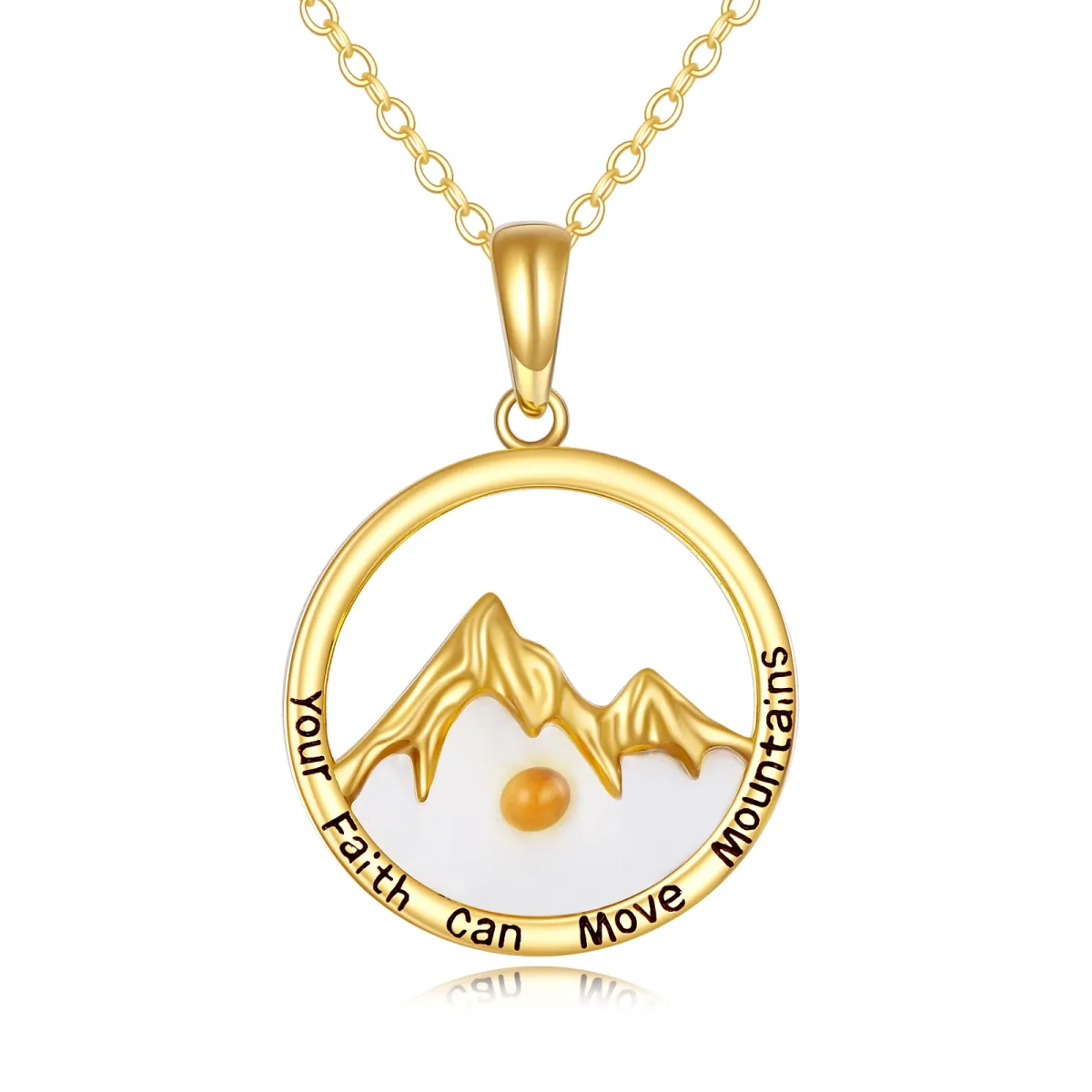 14K Gold Mountains and Sun Faith Pendant Necklace-1