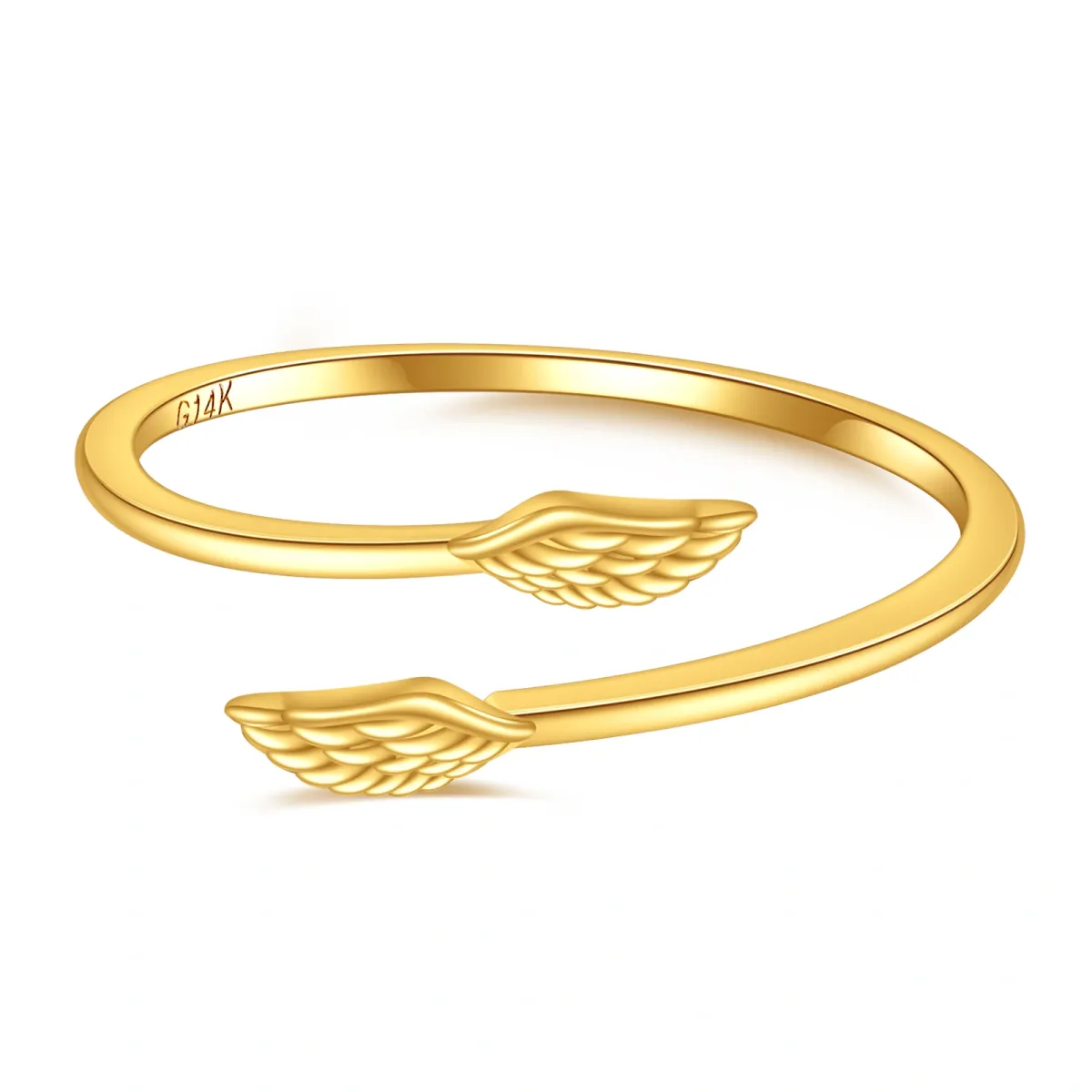 14K Gold Angel Wings Open Ring-1