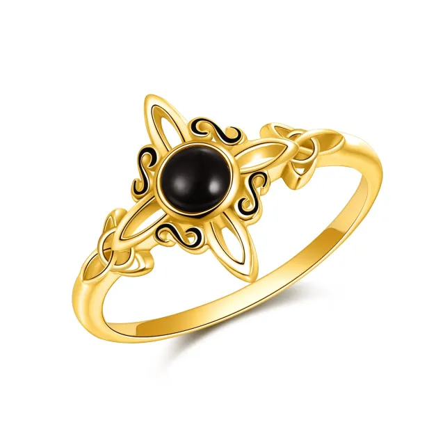 14K Gold Achat Keltischer Knoten Ring-0