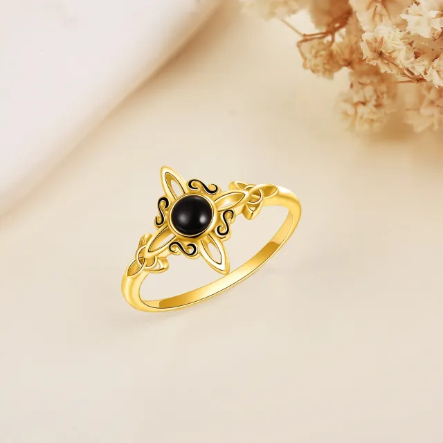 Anillo Nudo Celta Ágata Oro 14K-3