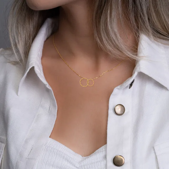 14K Gold Circle Pendant Necklace-1