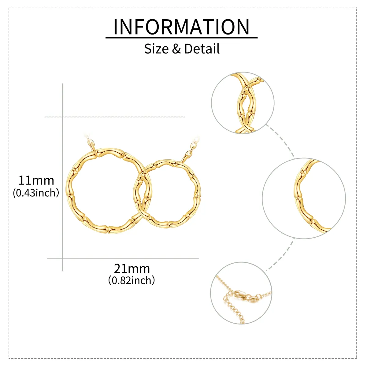 Collier à pendentif cercle en or 14K-4