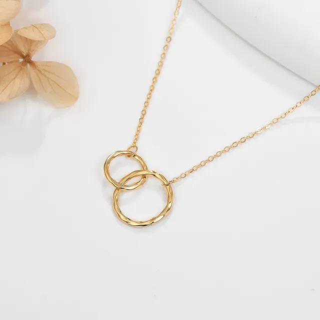 Collier à pendentif anneau de génération en or 14K-2