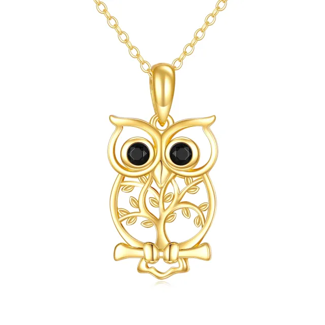 14K Gold Owl Pendant Necklace-0