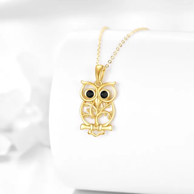 14K Gold Owl Pendant Necklace-2