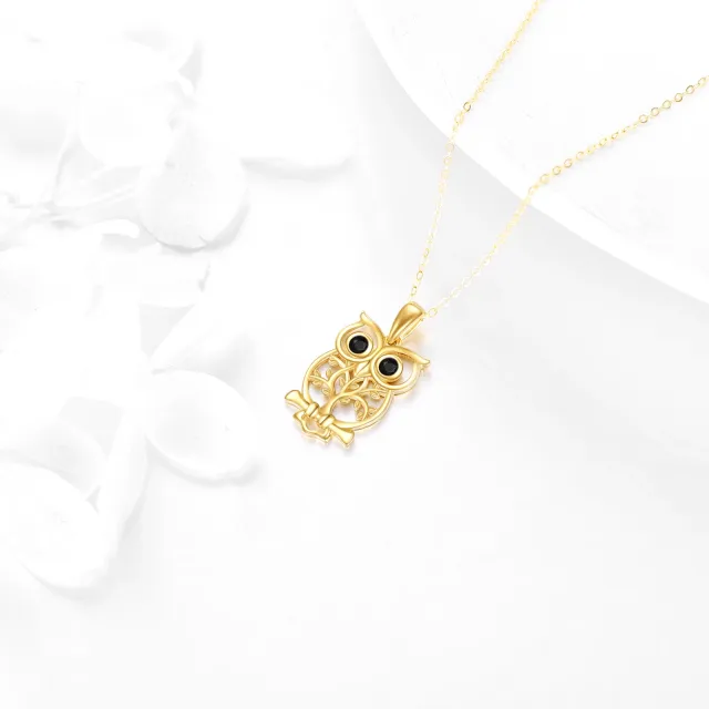 14K Gold Owl Pendant Necklace-3