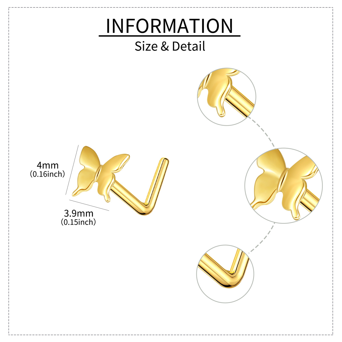 Nasenring mit Schmetterlingsmotiv aus 14 Karat Gold-5