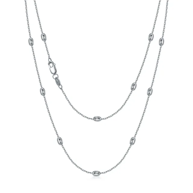 Sterling Silver Bead Bead Station chain Necklace-0