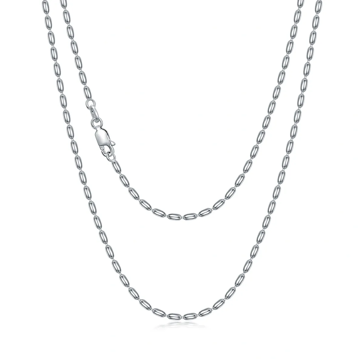Collier chaîne de perles en argent sterling-1