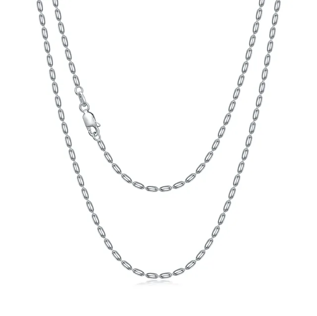 Collier chaîne de perles en argent sterling-0