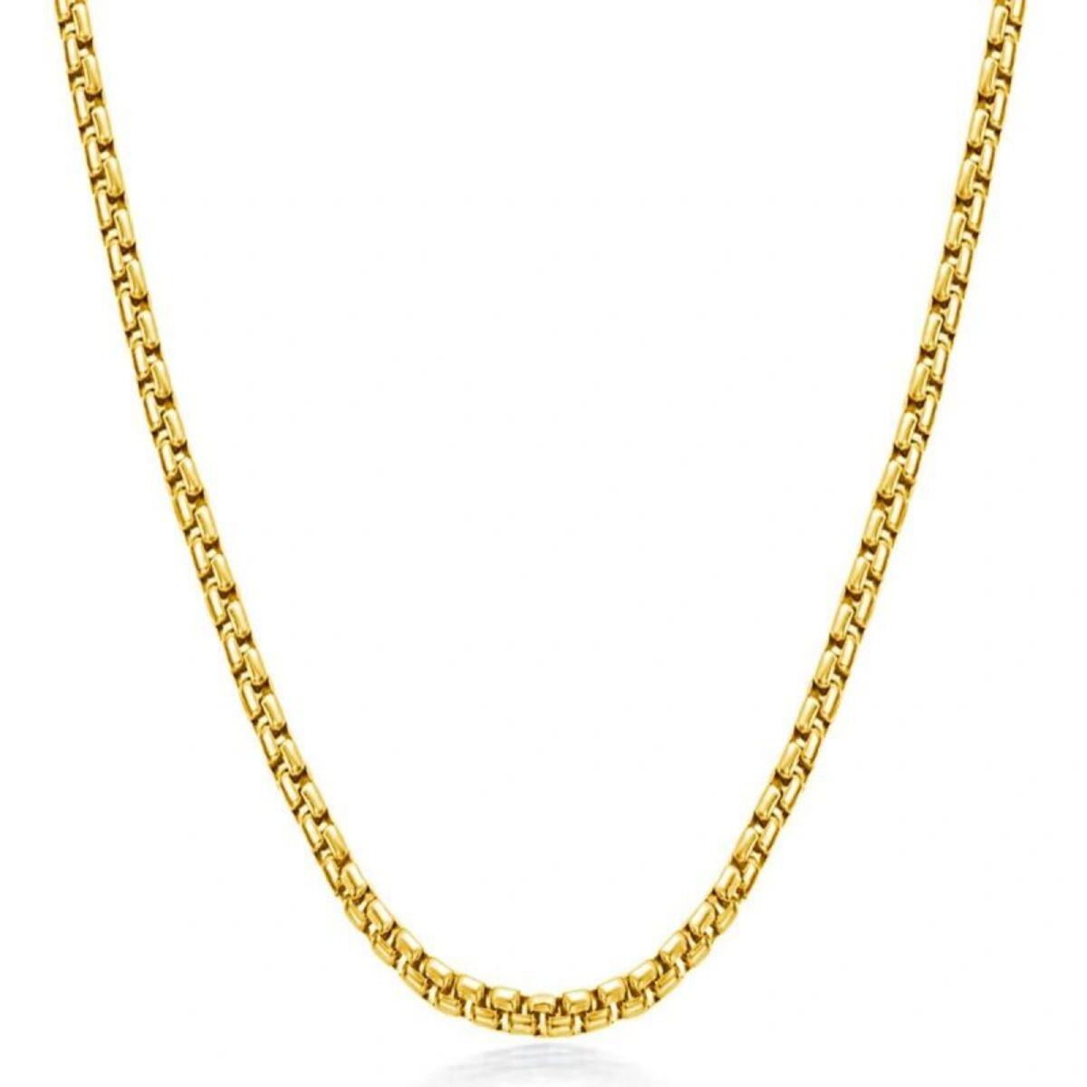 Sterling Silver with Yellow Gold Plated Box Chain Necklace-1