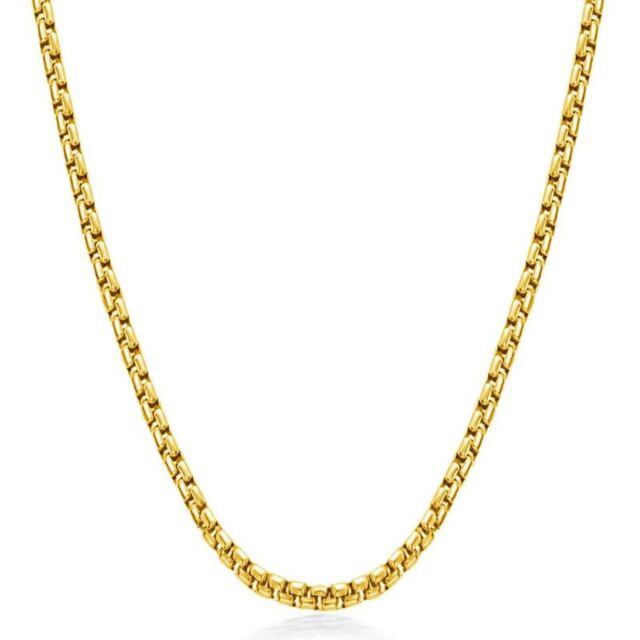 Sterling Silver with Yellow Gold Plated Box Chain Necklace-0