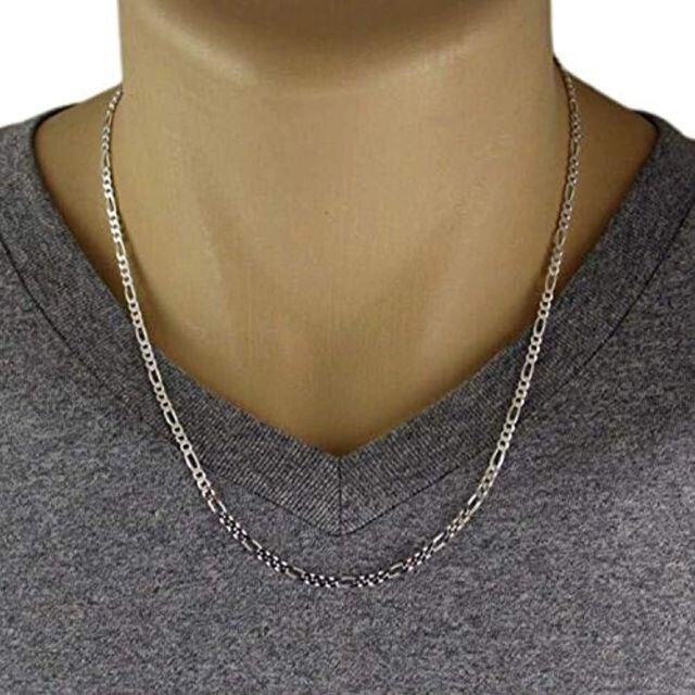 Sterling Silver Figaro Link Chain Necklace-1