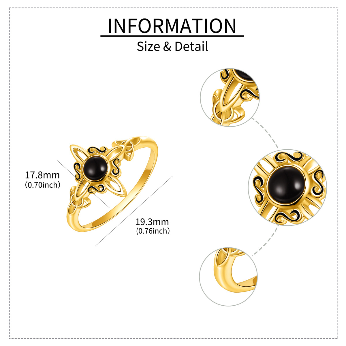 14K Gold Agate Celtic Knot Ring-6