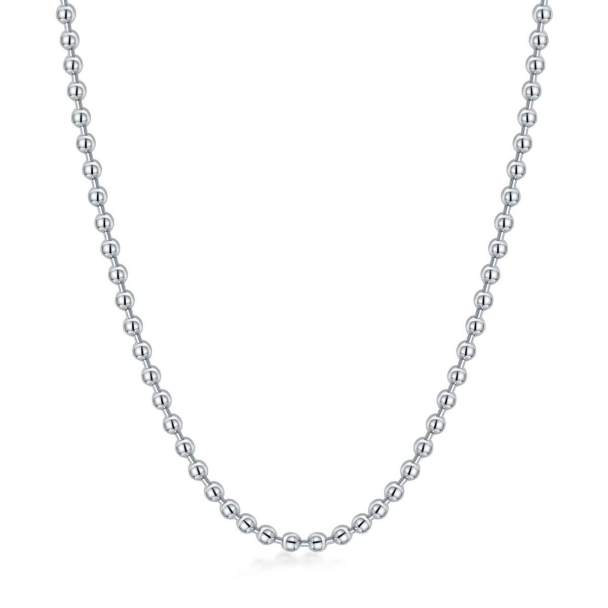 Sterling Silver Bead Bead Chain Necklace-1