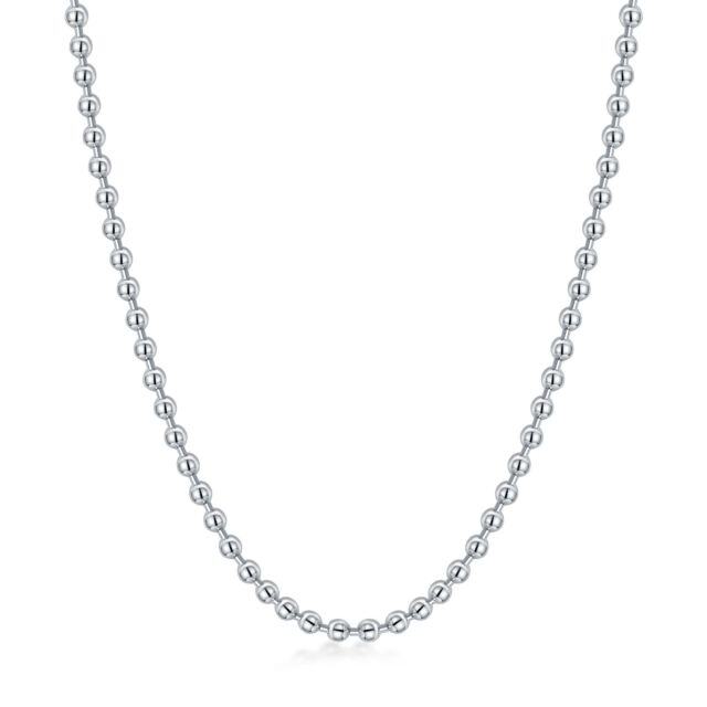 Sterling Silver Bead Bead Chain Necklace-0