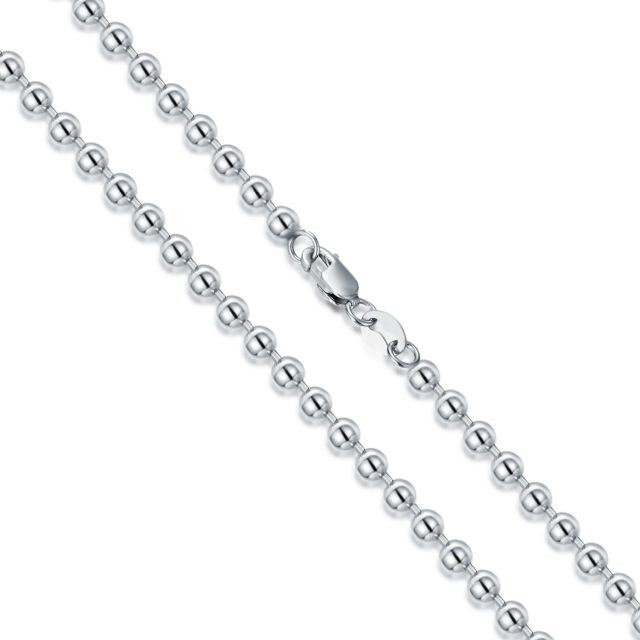 Sterling Silver Bead Bead Chain Necklace-1