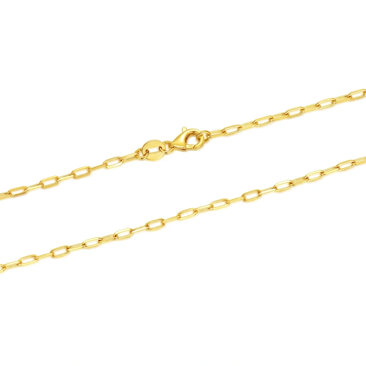 14K Gold Paper Clip Paperclip Chain Necklace-1