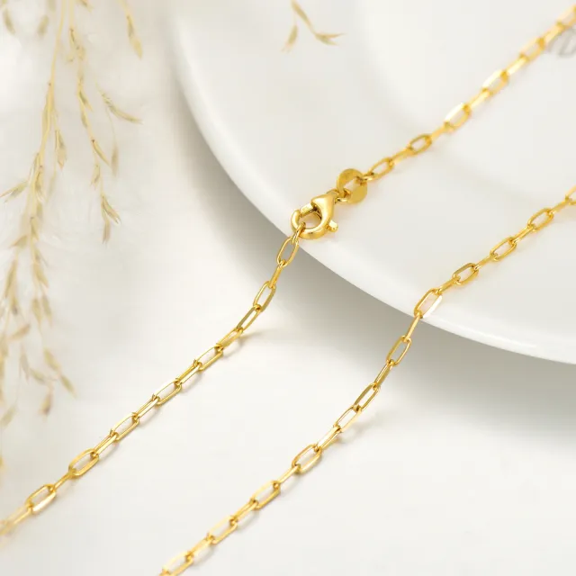 14K Gold Paper Clip Paperclip Chain Necklace-2