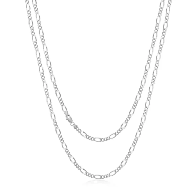 Collier chaîne à maillons Figaro en argent sterling pour hommes-0