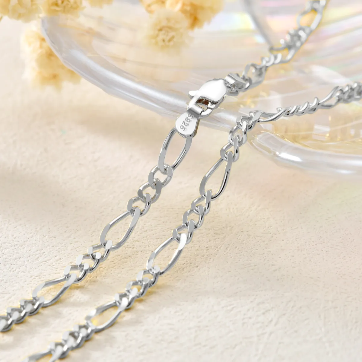 Sterling Silber Figaro Link Kette Halskette für Männer-3