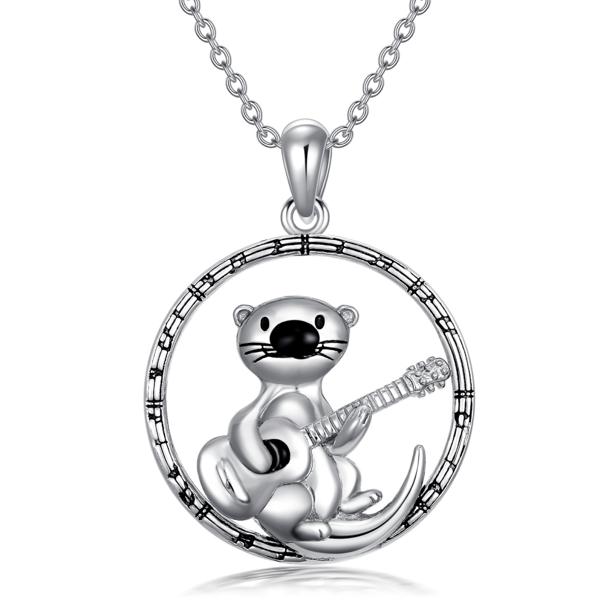 Sterling Silver Sea Otter Pendant Necklace-1