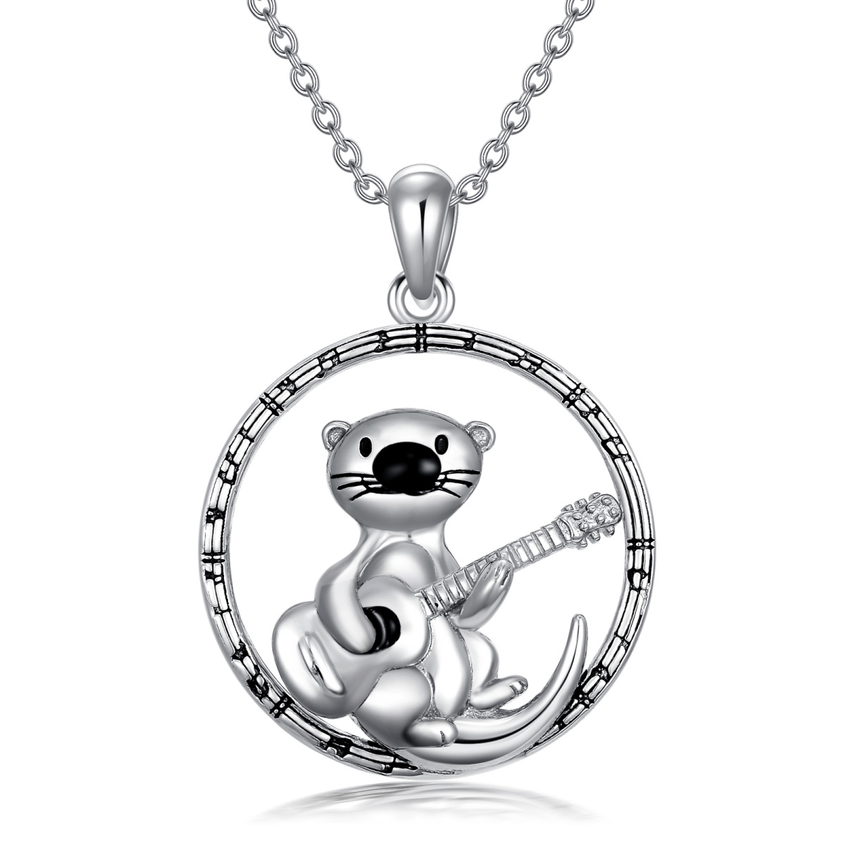 Collier en argent sterling avec pendentif loutre de mer-1