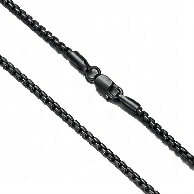 Sterling Silver with Black Plated Rolo Chain Necklace-0