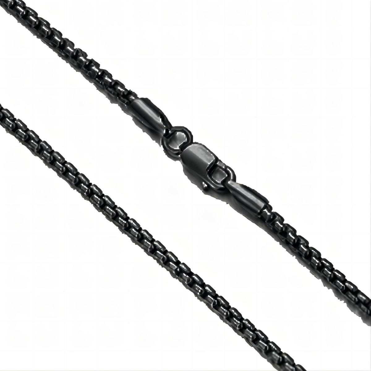 Sterling Silver with Black Plated Rolo Chain Necklace-3