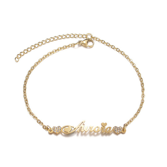 Bracciale con ciondolo con nome classico personalizzato in oro 14 carati