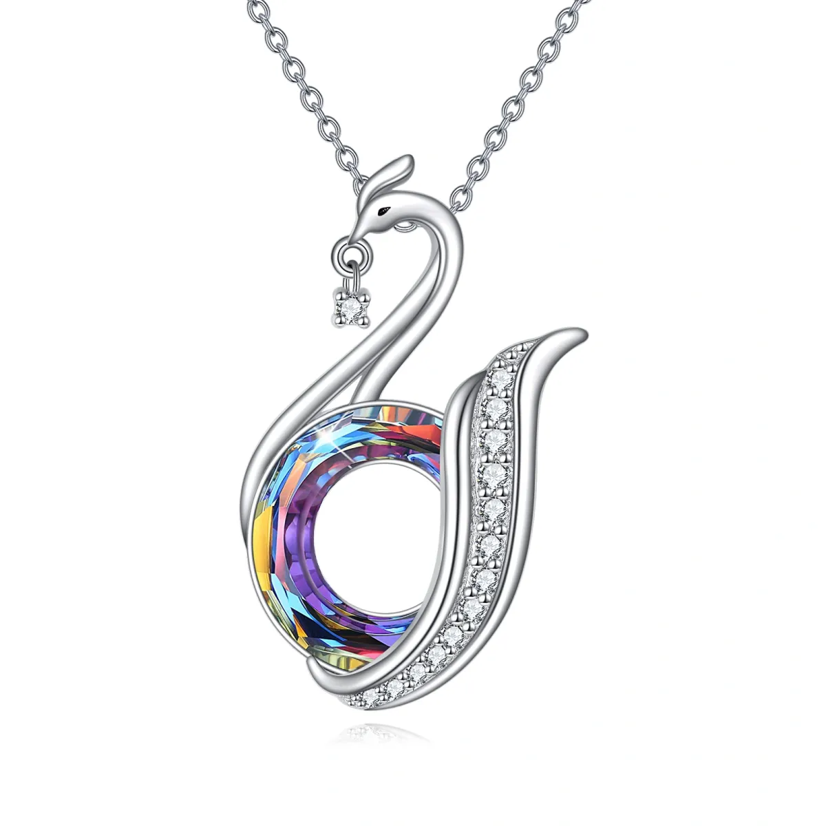 Sterling Silber Kristall & Cubic Zirkonia Phoenix Anhänger Halskette-1