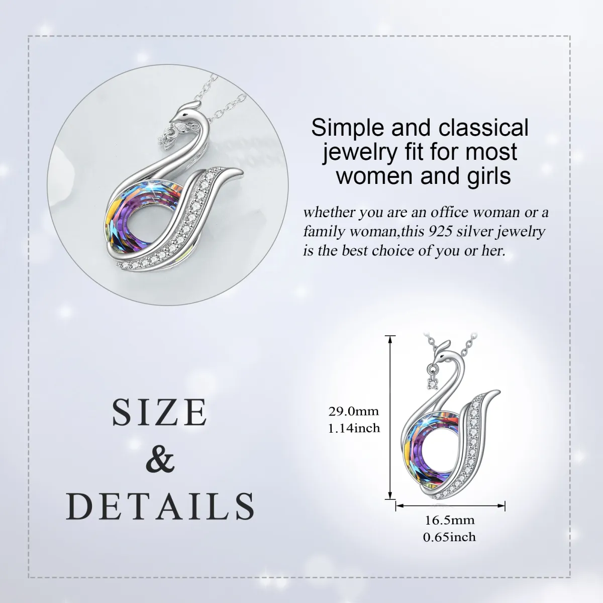 Sterling Silver Crystal & Cubic Zirconia Phoenix Pendant Necklace-4