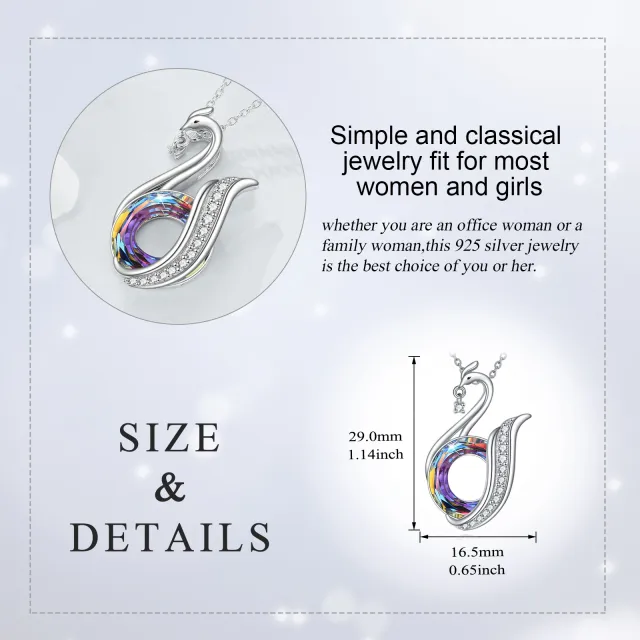 Sterling Silver Crystal & Cubic Zirconia Phoenix Pendant Necklace-3