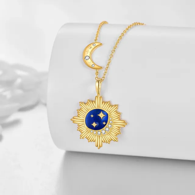 Colar Sun Moon com zircão em prata esterlina 925, presentes para mulheres, mães-2