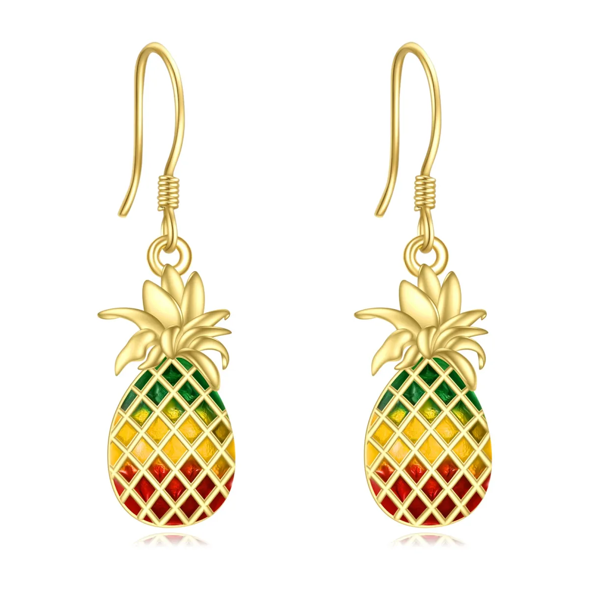 Sterling Silver Pineapple Drop Earrings-1