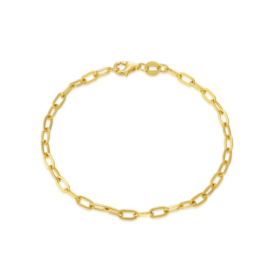 Pulsera de cadena con clip resistente y duradera de oro amarillo de 14 quilates