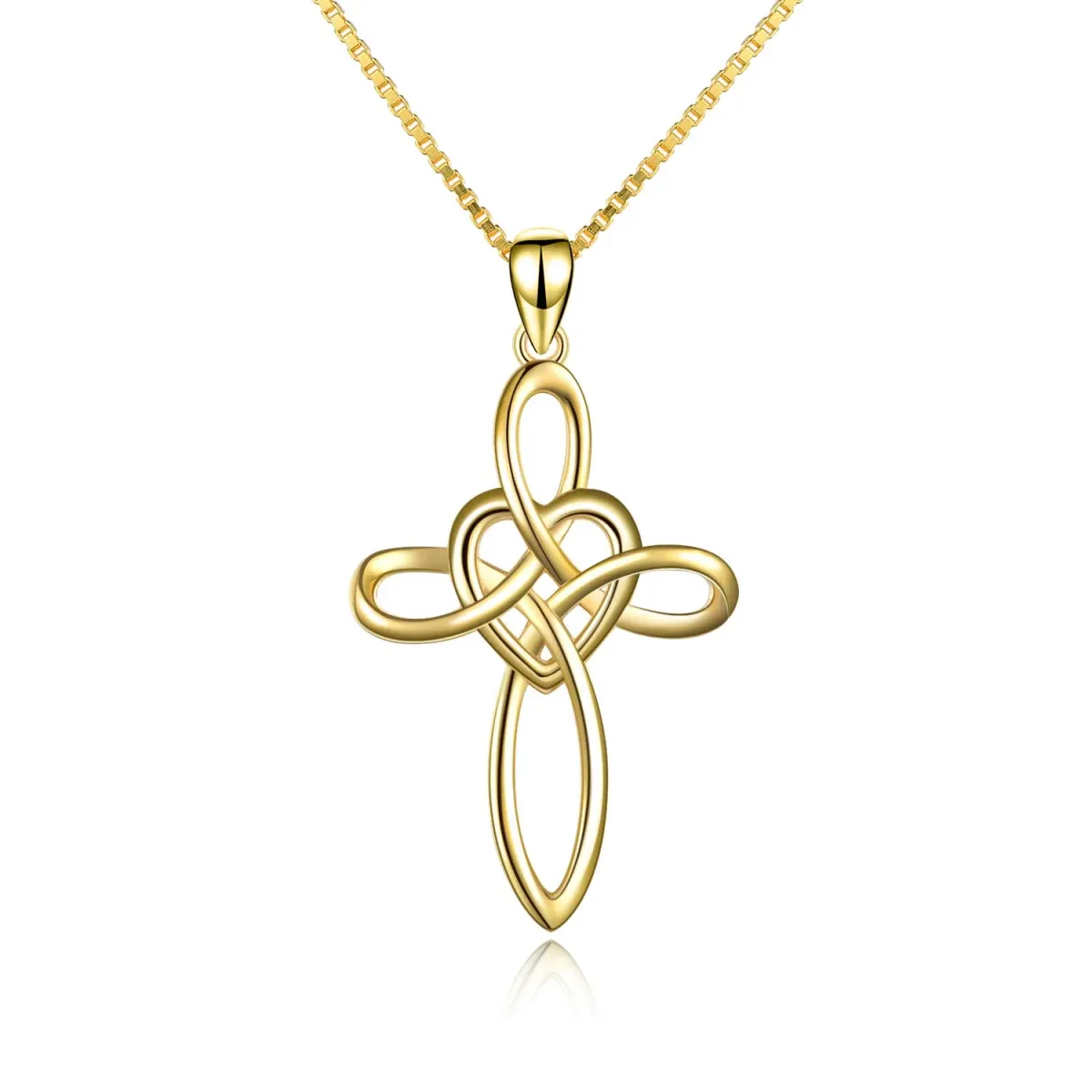 Sterling Silver with Yellow Gold Plated Celtic Knot Pendant Necklace-1