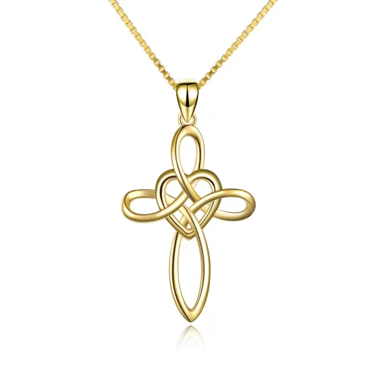 Sterling Silber mit Gelbgold plattiert Keltischer Knoten Anhänger Halskette