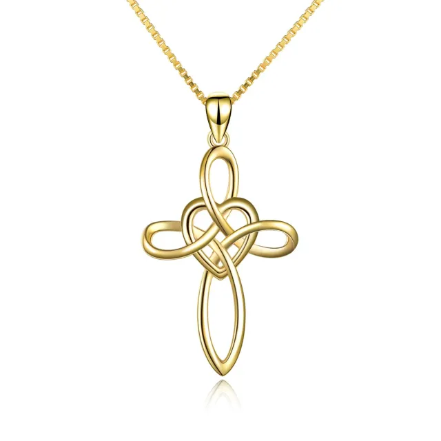 Sterling Silber mit Gelbgold plattiert Keltischer Knoten Anhänger Halskette-0