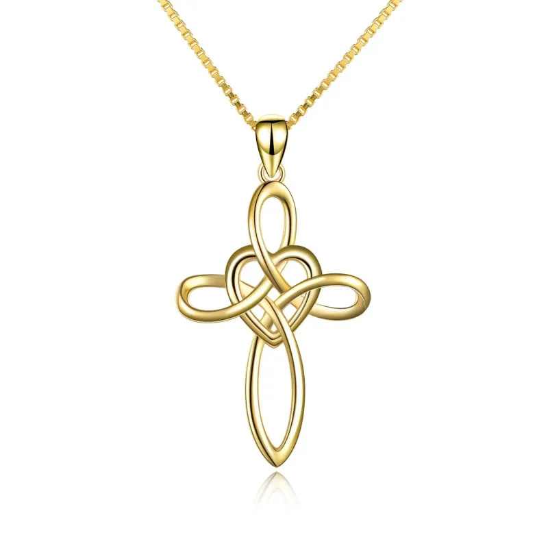 Sterling Silver with Yellow Gold Plated Celtic Knot Pendant Necklace