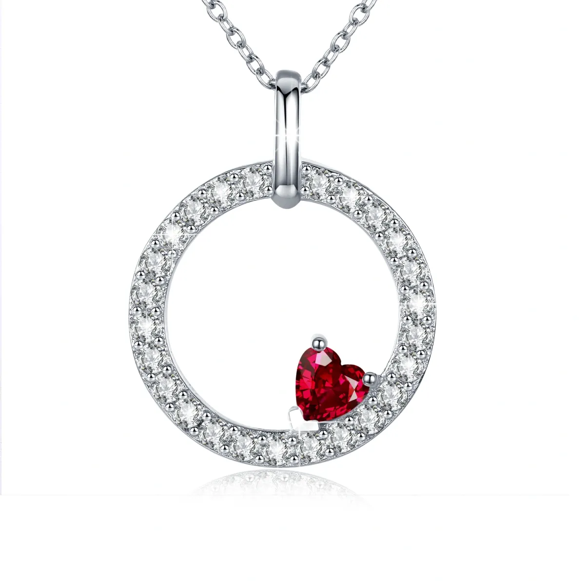 Plata de ley en forma de corazón Cubic Zirconia Collar Colgante Corazón-1