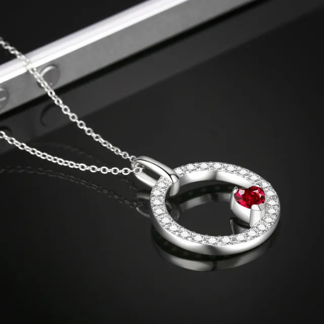 Sterling Silver Heart Shaped Cubic Zirconia Heart Pendant Necklace-3