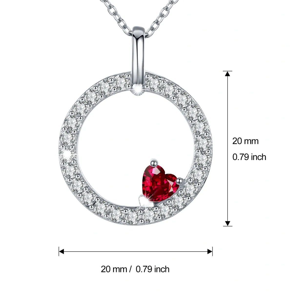 Plata de ley en forma de corazón Cubic Zirconia Collar Colgante Corazón-5